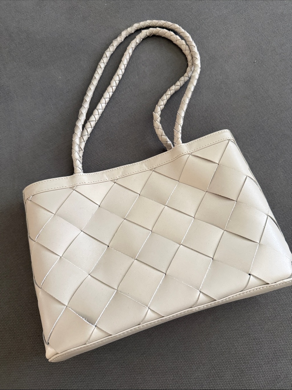 Bembien Woven Leather Shoulder Tote in Light Beige